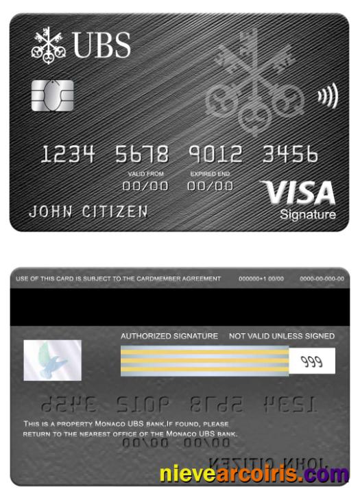 Monaco UBS bank visa signature card